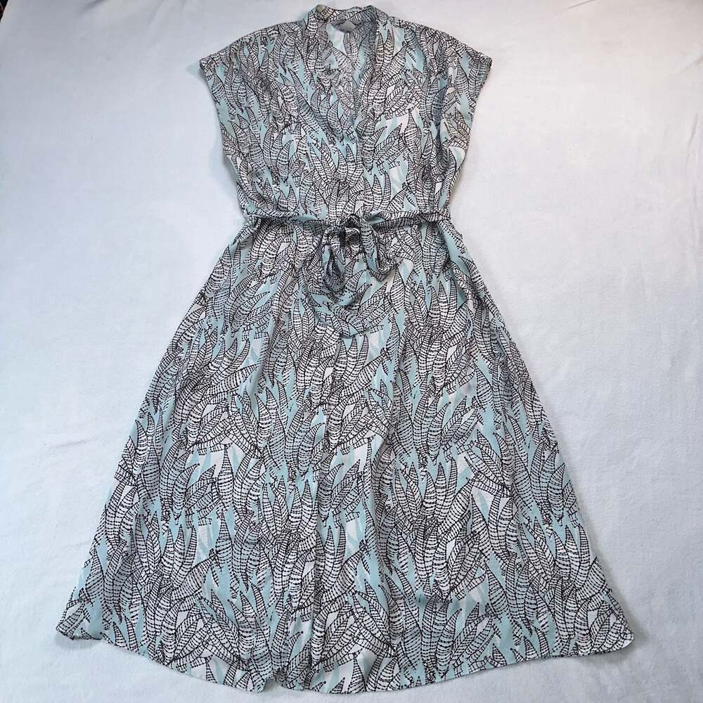 H&M Mint Green & Black Printed Midi Dress